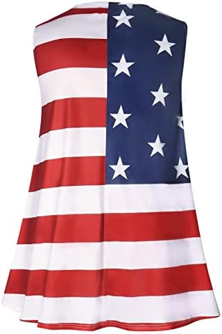 Američki tenkovi za zastavu za žene plus veličine V izrez Tunic Bluze 4. jula Patriotska majica bez rukava