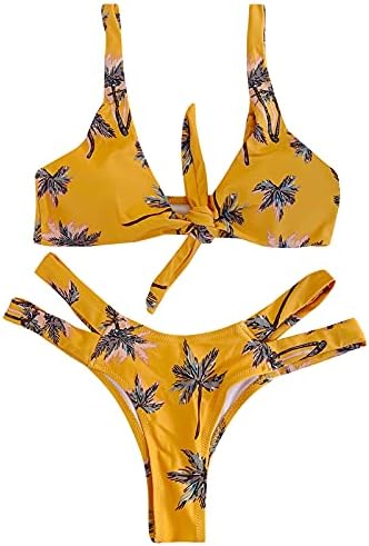 Ženski Kupaći Kostim 2 Komada Seksi Špageti Remen Brazilski Bikini Prednje Zatvaranje Cvjetni Print Triangle
